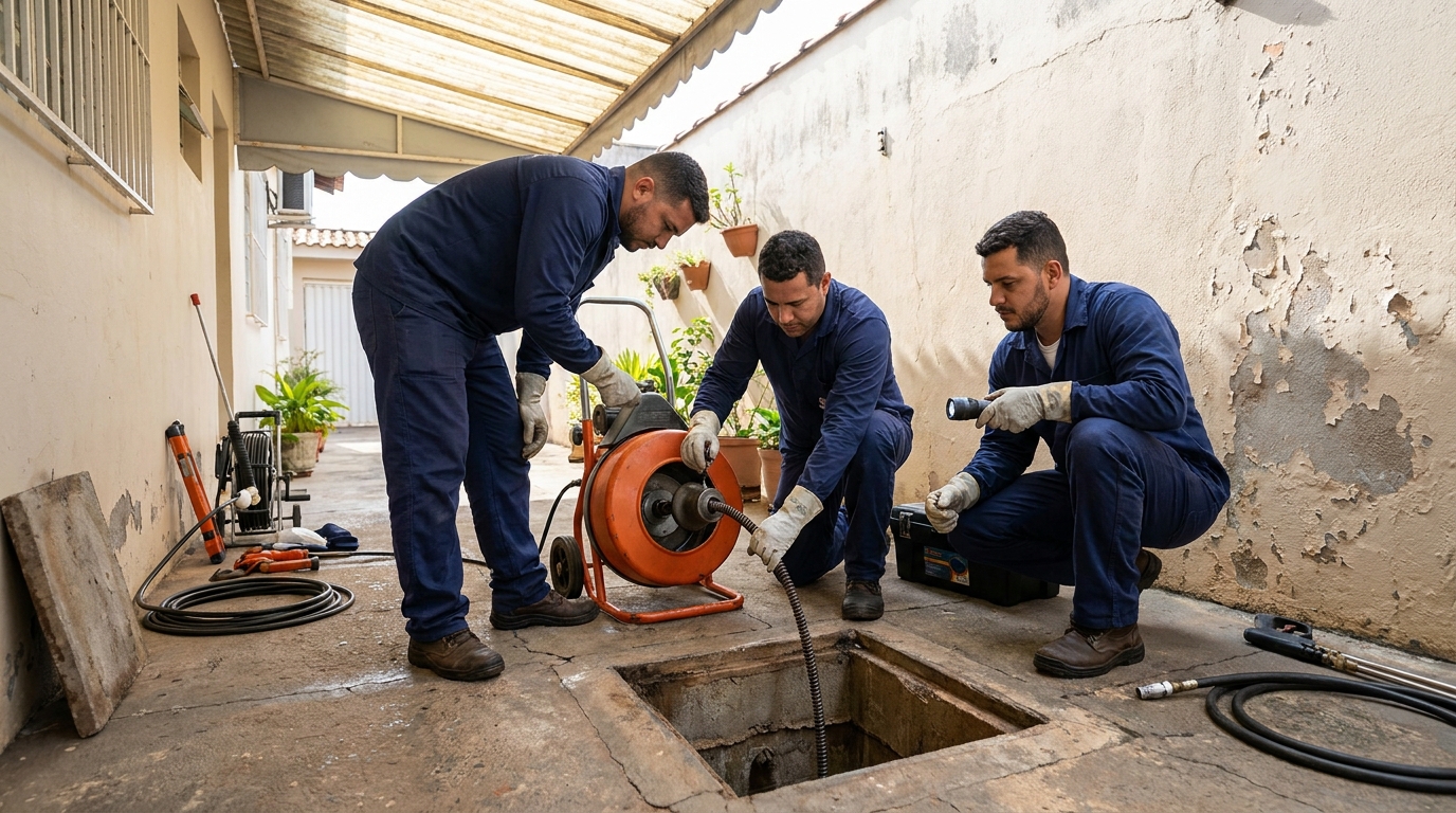 Desentupimento de esgoto com hidrojateamento em Teresina‑PI