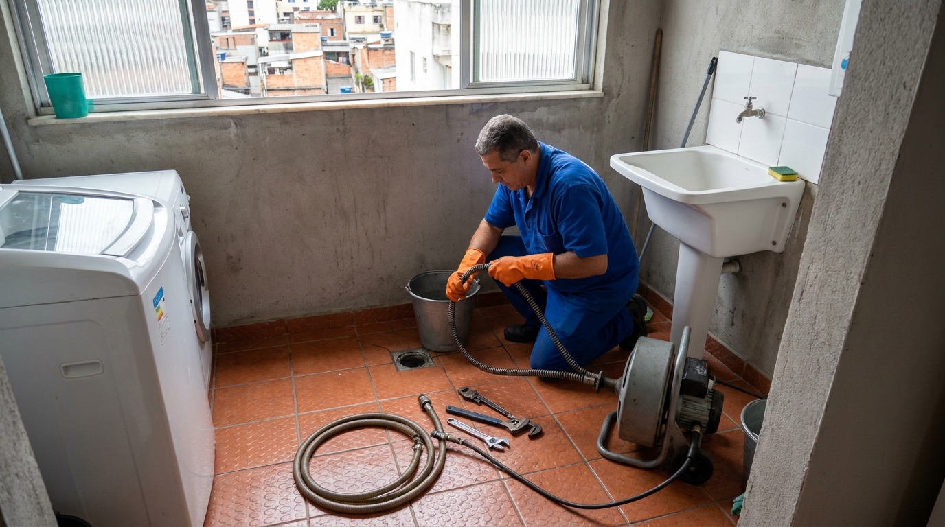 Desentupimento de ralo com equipamento em Teresina‑PI